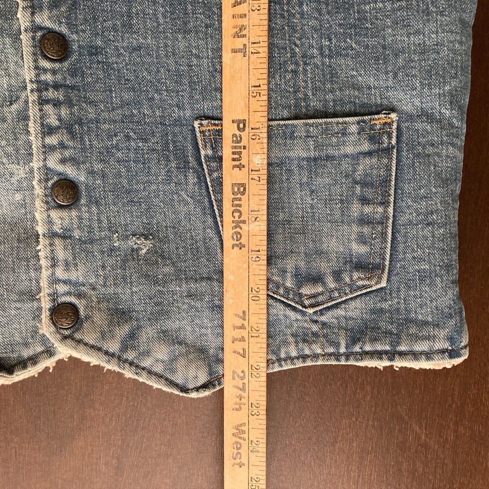 Vintage Blue Denim Sherpa Lined Vest - Picture 10 of 11